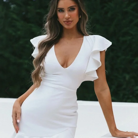 knee length dresses for ladies La Ballerine Layered Mesh Mini Dress White main image 0